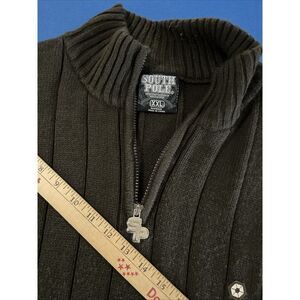 South Pole Men's Sweater Size XXL Brown Ribbed Zip Henley Heavy‎ / Knit